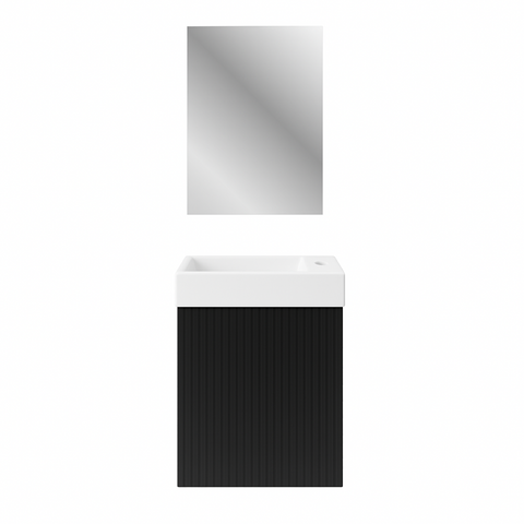BELVIT wastafelset wit glanzend 40 cm met onderkast in ruimtebesparend modern - Wit mat, wastafelsets — SKU MB-19649-23176, EAN 5404029125112