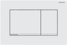 PLAQUE DE COMMANDE 2 TOUCHES SIGMA20 CARRE GEBERIT BLANC MAT AVEC BANDES DESIGN EN CHROMé BRILLANT
