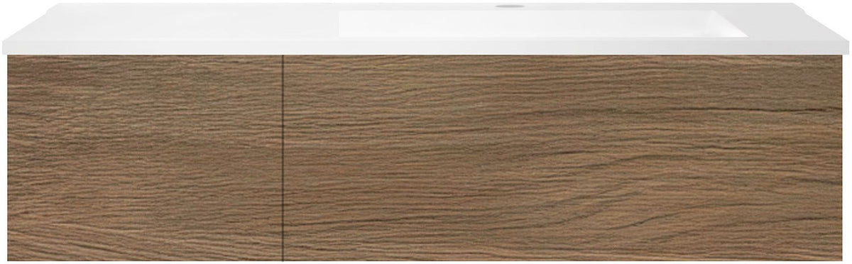 ONDERBOUW COFFEE 2 LADES 120 EIK  CARAMEL+WASTAFEL RECHTS KUNSTMARMER WIT