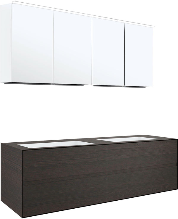 Meubel 4 LADES+2 meubellavabos tenso 160CM zonder kraangaten wenge met spiegelkast