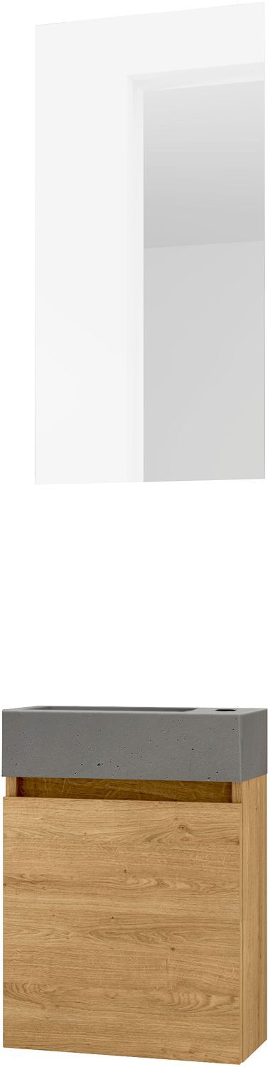 Handenwasser form mini beton/ 1 deur/ spiegel nordic eik