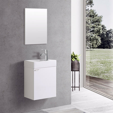 Wit wasmeubel wastafel onderkast + spiegel wc gastentoilet badkamermeubel klein, badkamermeubels — SKU MB-16224-19751, EAN 5404024103573