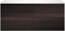 SOUS MEUBLE COFFEE 4 TIROIRS 140 CHENE DECOR MOKKA+LAVABO GAUCHE BLANC MAT