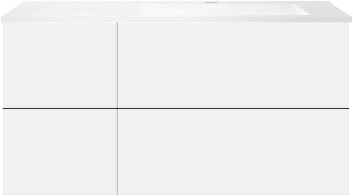 ONDERBOUW COFFEE 4 LADES 120 MAT WIT+WASTAFEL RECHTS KUNSTMARMER MAT WIT