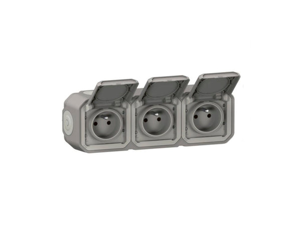 Legrand 3V Plexo prise horizontale triple gris