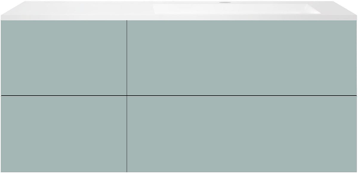 ONDERBOUW COFFEE 4 LADES 140 IJSBLAUW ZACHT MAT+WASTAFEL RECHTS KUNSTMARMER WIT