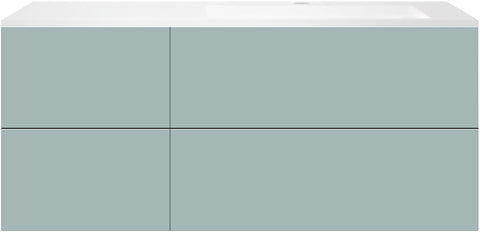 ONDERBOUW COFFEE 4 LADES 140 IJSBLAUW ZACHT MAT+WASTAFEL RECHTS KUNSTMARMER WIT
