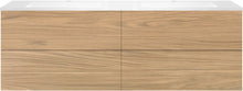 Onderbouw COFFEE 4 lades 180 duo eik klassiek +dubbele wastafel kunstmarmer wit