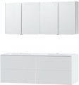 MEUBLE PURO DUO BLANC 160 MARBRE SYNTHETIQUE ARMOIRE TOILLETTE