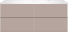 SOUS MEUBLE COFFEE 4 TIROIRS 140 MAT BASALTGRIJS+LAVABO DROITE BLANC MAT