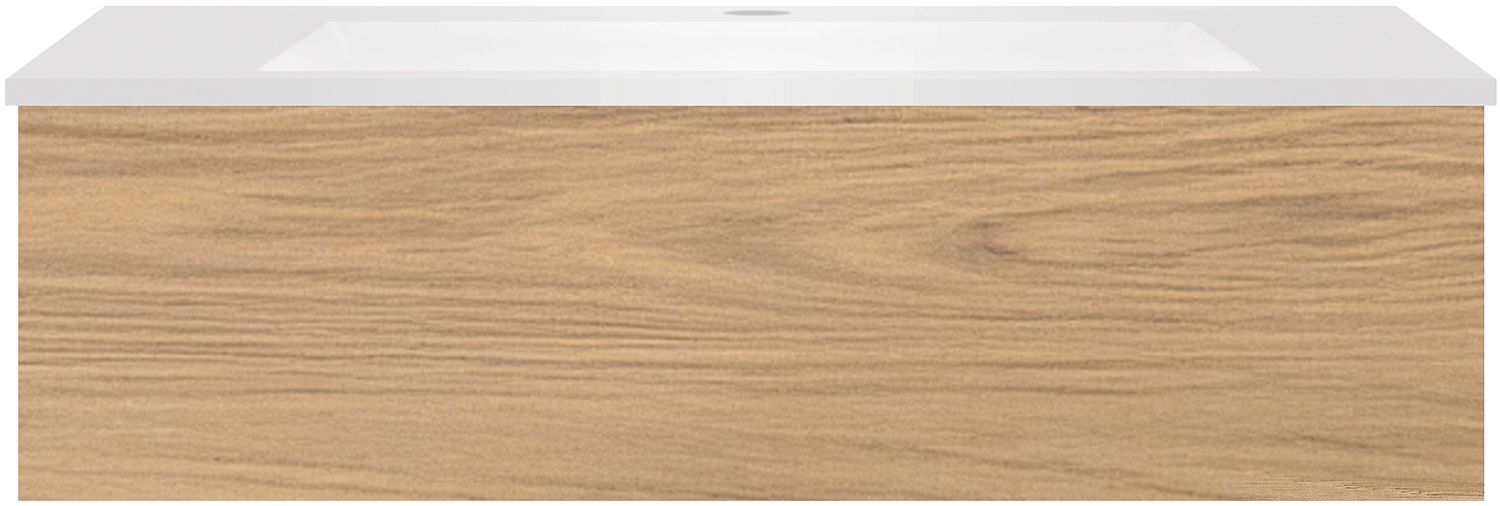 Onderbouw COFFEE 1 lade 100 eik klassiek+wastafel kunstmarmer wit