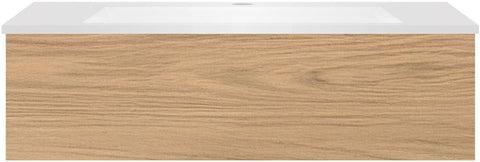 Onderbouw COFFEE 1 lade 100 eik klassiek+wastafel kunstmarmer wit, badkamermeubelen — SKU DESCO-191877