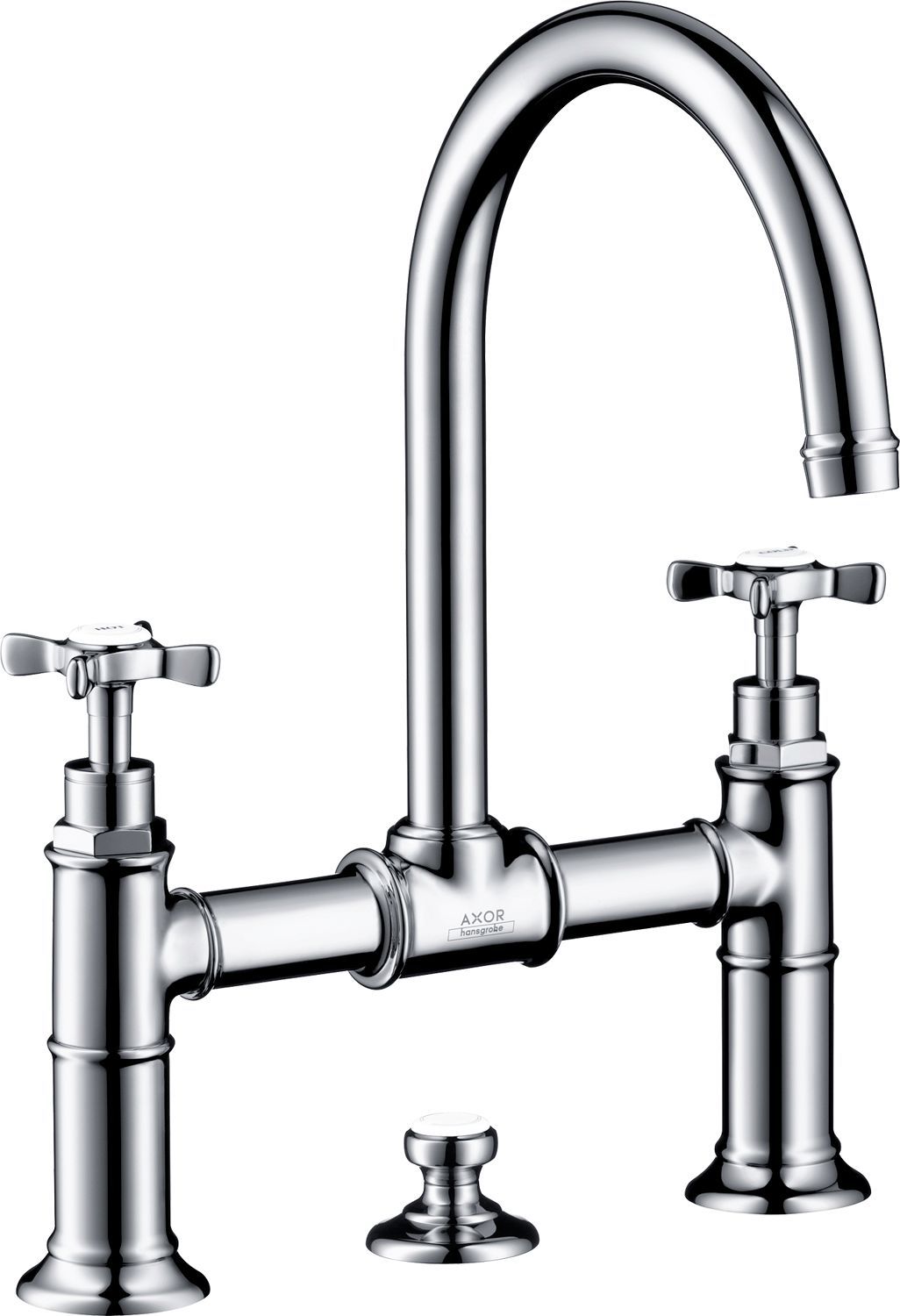 2GREEP Mengkraan lavabo montreux 220 Axor brugmodel automatische sluiting geborsteld nikkel