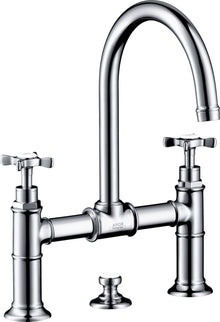 2GREEP Mengkraan lavabo montreux 220 Axor brugmodel automatische sluiting geborsteld nikkel