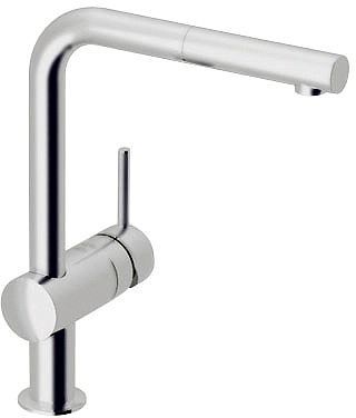 1GREEP Mengkraan keuken Minta FG L-uitloop uittrekbare handdouche chroom