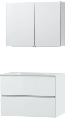 MEUBLE MOLTO POUDRE BLANC 90 MARBRE SYNTHETIQUE ARMOIRE TOILETTE
