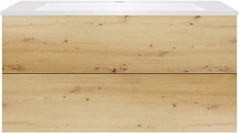 Onderbouw COFFEE 2 lades 120 eiken urban+wastafel kunstmarmer mat wit, badkamermeubelen — SKU DESCO-192194