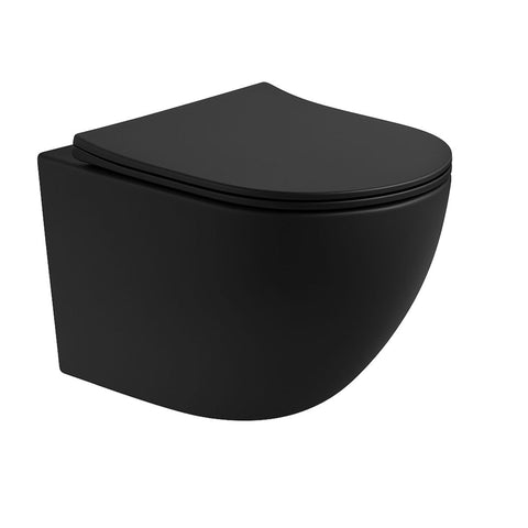BELVIT Wandhangend toilet randloos 360°-spoeling met softclose zitting compact mat zwart, wc-potten — SKU MB-27562-31095, EAN 5404029128366