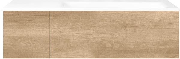 SOUS MEUBLE COFFEE 2 TIROIRS 110 CHENE DECOR CACHMIRE+LAVABO DROITE PORCEL.SNS TROU ROBINET BLANC