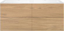 Onderbouw COFFEE 4 lades 140 duo eik klassiek+dubbele wastafel kunstmarmer wit