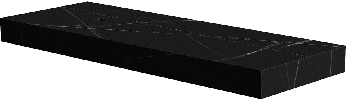 TABLET KERAMISCH MARMER PURO B140 H10 1AFVOERGAT LINKS BAMBOO BLACK