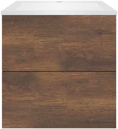 Onderbouw coffee 2 lades 60 eik.dec.roest+wastafel kunstmarmer wit, badkamermeubelen — SKU DESCO-192139