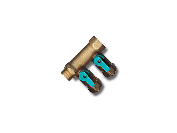 Saninstal collecteur avec 2 robinets d'arrêt M2 3/4" 16 bleu