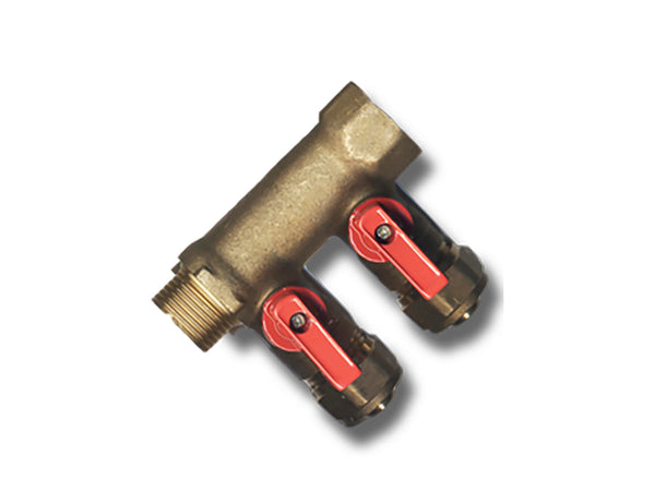 Saninstal collecteur avec 2 robinets d'arrêt M2 3/4" 16 rouge