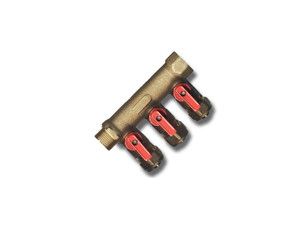 Saninstal collecteur avec 3 robinets d'arrêt M3 3/4" 16 rouge