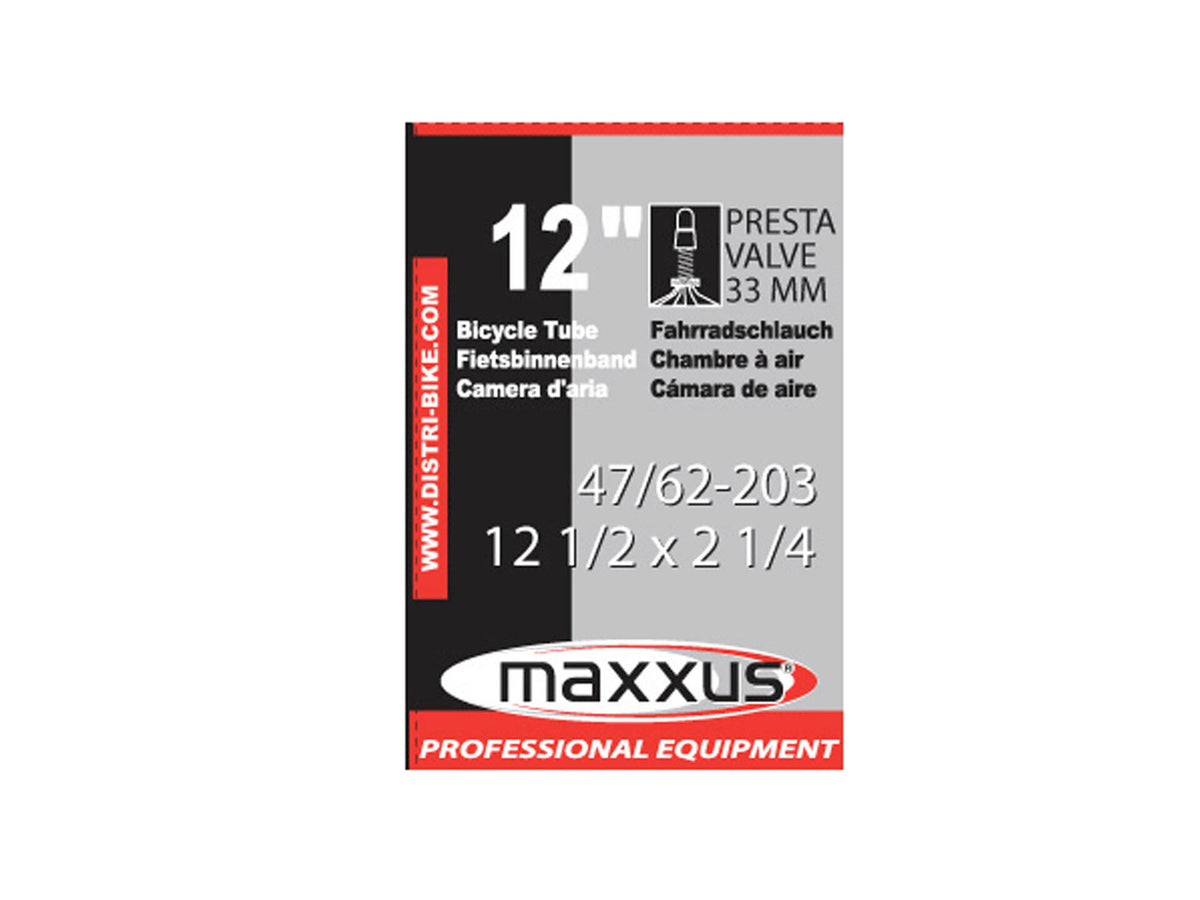 Maxxus binnenband 12" 1/2x2 1/4 33mm Presta ventiel, fietsbanden — SKU COLOS-53713, EAN 5410727067029