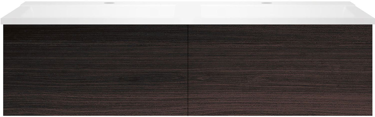 Onderbouw COFFEE 2 lades 120 duo eik Decor mokka +dubbele wastafel mat wit
