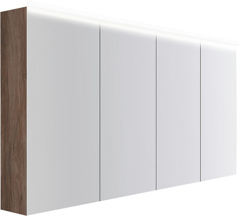 Spiegelkast COFFEE 4 deuren 1600MM 4250K notelaar Decor Fluweel, badkamermeubelen — SKU DESCO-193114