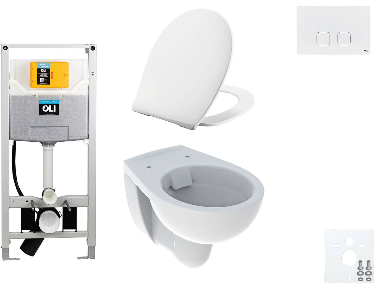 WALLFIX OLI HANGWC BASTIA RIMFREE PRESSALIT T SOFT-CLOSE + LIFT-OFF + RIMLESS PLAIN WIT