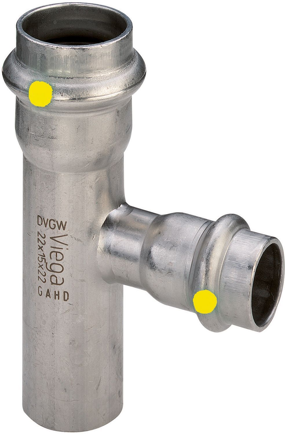 Reductie T 35-28-35MM sanpress inox gas Viega