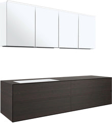 MEUBEL 4 LADES+MEUBELLAVABO LINKS TENSO 180CM ZONDER KRAANGAT WENGE MET SPIEGELKAST