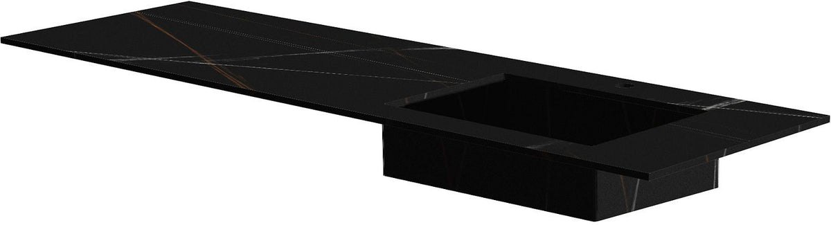TABLET KERAMISCH MARMER PURO LAVABO S RECHTS B160 H1,2 1KRAANGAT BAMBOO BLACK