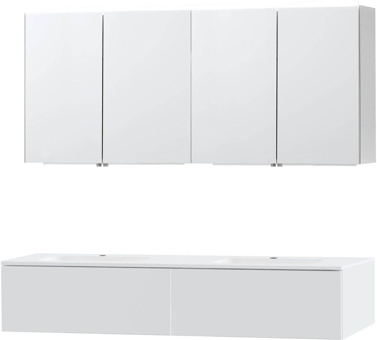Meubel puro duo wit 160 1 lade kunstmarmer spiegelkast