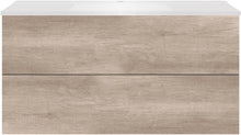SOUS MEUBLE COFFEE 2 TIROIRS 120 CHENE DECOR FLANELLE+LAVABO BLANC MAT
