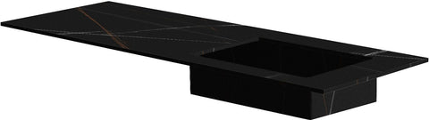 TABLET KERAMISCH MARMER PURO LAVABO S RECHTS B140 H1,2 ZONDER KRAANGAT BAMBOO BLACK