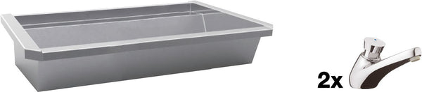 Muurwasgoot sanilav intersan 120CM Rvs 2 staande zelfsluitende kranen
