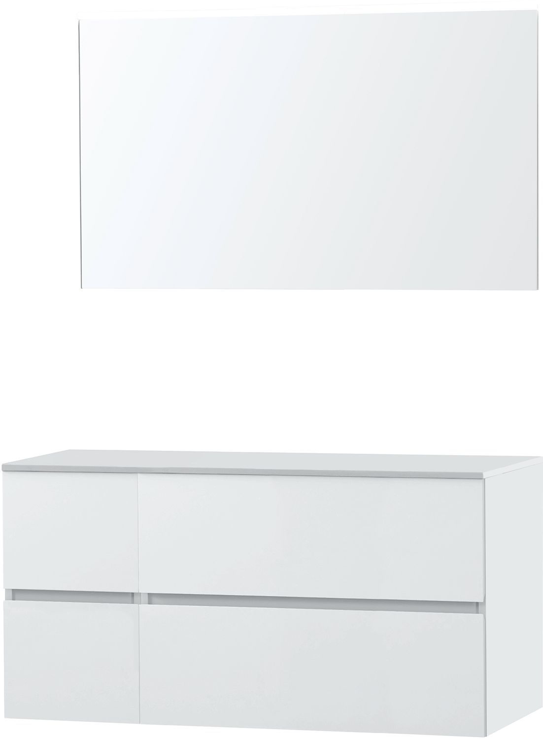 Meubel Molto poederwit 125 voor opbouwlavabo Solid spiegel