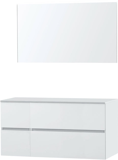 Meubel Molto poederwit 125 voor opbouwlavabo Solid spiegel, badkamermeubelen — SKU DESCO-701631