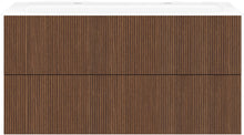Onderbouw COFFEE 2 lade 120 notelaar Smartline + wastafel 2 kraangaten porselein wit