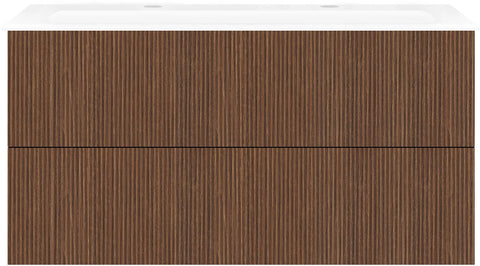 Onderbouw COFFEE 2 lade 120 notelaar Smartline + wastafel 2 kraangaten porselein wit