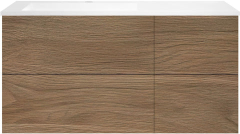 ONDERBOUW COFFEE 4 LADES 120 EIK  CARAMEL+WASTAFEL LINKS KUNSTMARMER MAT WIT