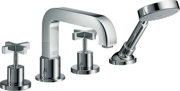 SET DE FINITION MELANGEUR DE BAIN 4 TROUS CARRELAGE HANSGROHE CHROME CROIX