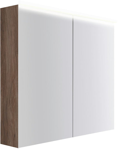 Spiegelkast COFFEE 2 deuren 900MM 4250K notelaar Decor Fluweel, badkamermeubelen — SKU DESCO-193066