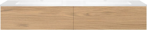 Onderbouw COFFEE 2 lades 180 duo eik klassiek+dubbele wastafel kunstmarmer wit