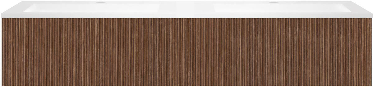 Onderbouw COFFEE 2 lades 160 duo notelaar smartline+dubbele wastafel kunstmarmer mat wit