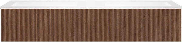 Onderbouw COFFEE 2 lades 160 duo notelaar smartline+dubbele wastafel kunstmarmer mat wit